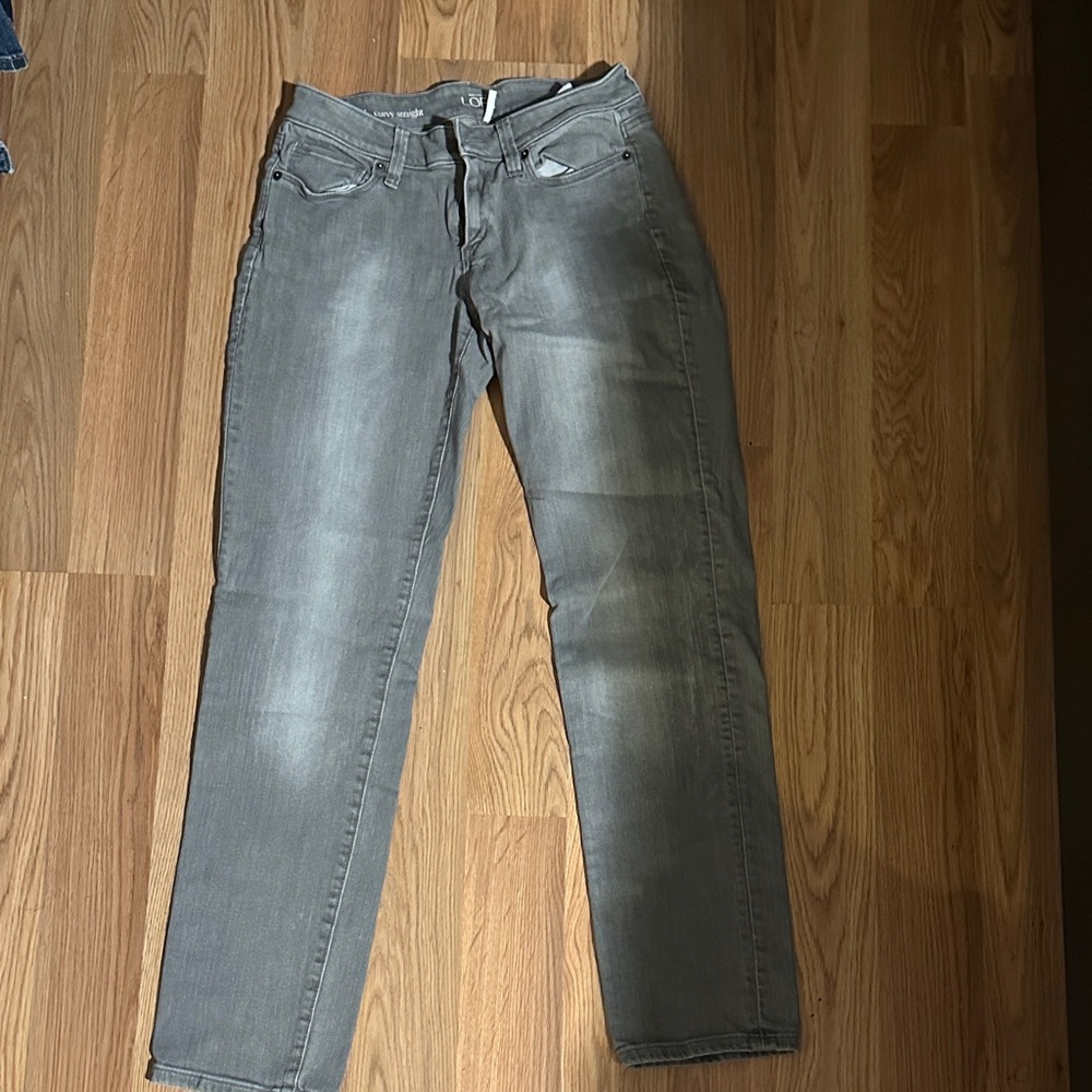 LOFT Curvy Straight Gray Jeans